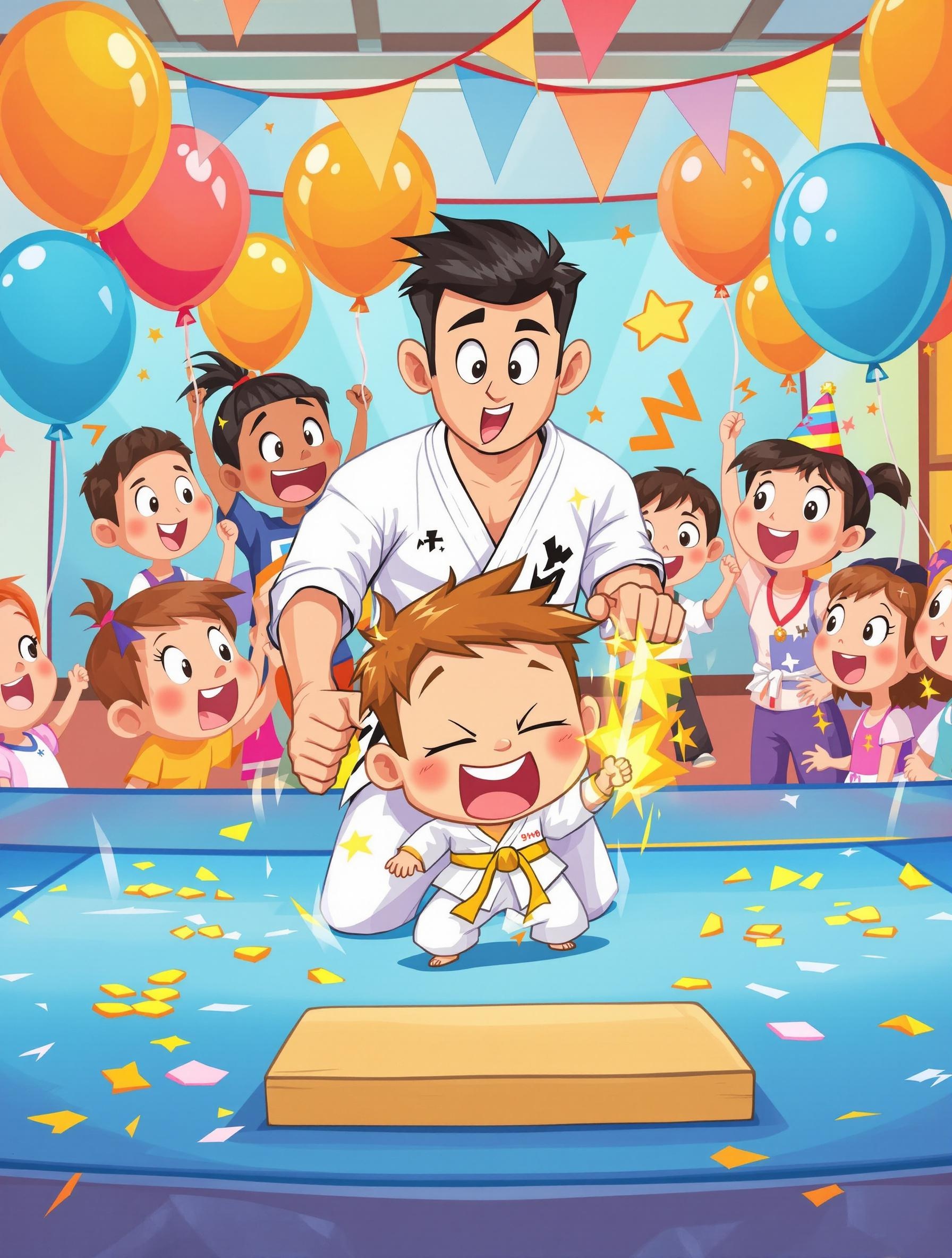 Kids having a fun martial arts birthday party in Deerfield Beach